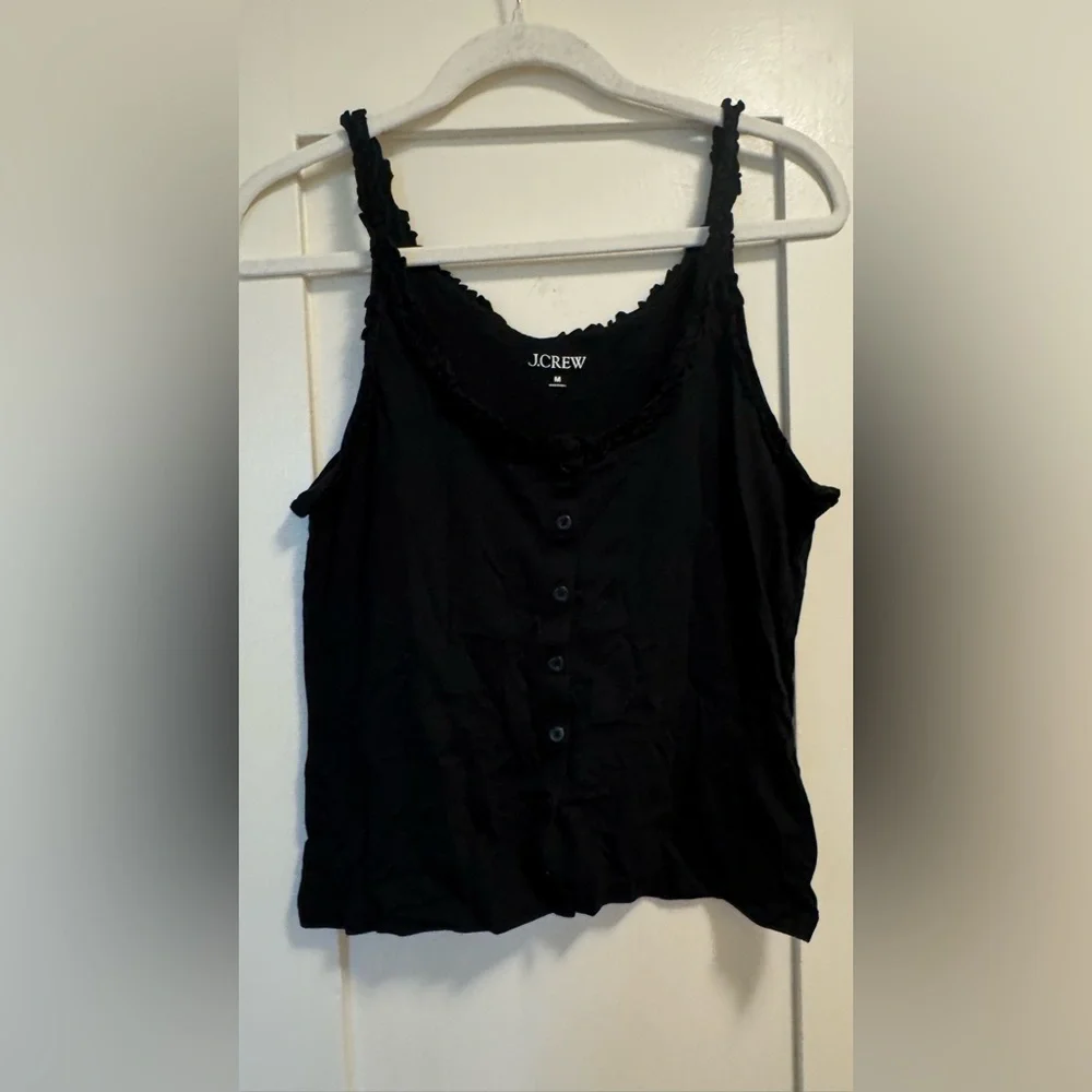 J.Crew Black Button-Front Sleeveless Tank